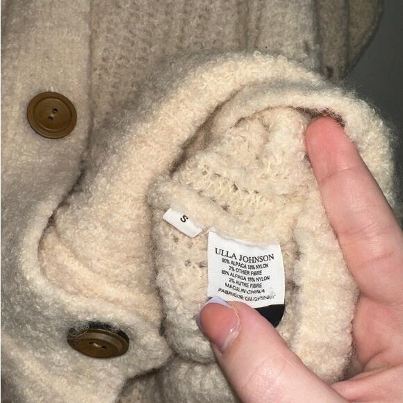 Ulla Johnson Emmy Cardigan Puff Sleeve Alpaca Blend in Dawn/Cream Size Small - Picture 8 of 10